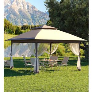 Garvee 13x13FT Pop Up Gazebo, Canopy Tent with Mosquito Netting, Outdoor Patio Gazebo, Backyard Tent for Party, Wedding, Outdoor Dining (Khaki)