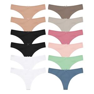 Jo & Bette Cotton Thongs - 12 Pack Thong Bikini - Thongs for women Panties Breathable No show Seamless, Size: L