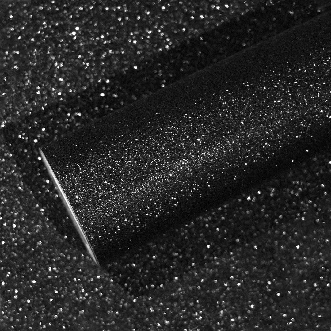 VEELIKE Black Glitter Wallpaper Peel and Stick Sparkly Black Glitter Contact Paper for Cabinets Walls 15.7''x118'' Self Adhesive Removable Glittery Fabric Wall Paper Roll for Bedroom Living Room