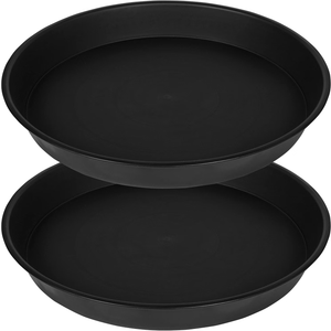 Bleuhome 2 Pack of 18 19 inch Plant Saucer (16.6 Inch Base), 2.7" Depth Tray, Large Deep Garden Plastic Flower Trays for Indoors Outdoor, Tray for Planter 15-19" (19", Black)