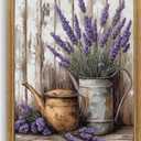 2Pcs FWAHREN Vintage Lavender Flower Framed Canvas Wall Art, Modern Farmhouse Pictures Prints Artwork, Rustic Cottage Country Floral Paintings Wall Decor for Living Room Bedroom Bathroom Kitchen, 12x16in