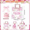 Blosssound 30 Pcs Mothers Day Gift Bags Bulk Medium Reusable Plastic Tote Bags with Handles & Ribbon 9x8x3 Inch Floral Mothers Day Party Favors Clear PVC Waterproof Wrap for Mom Grandma Gifts