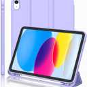 iMieet iPad (A16) Case 11th Gen/iPad 10th Generation Case [11-Inch 2025/10.9 Inch 2022] with Pencil Holder, Trifold Stand Smart Cover with Soft TPU Back,Auto Wake/Sleep (Light Purple)