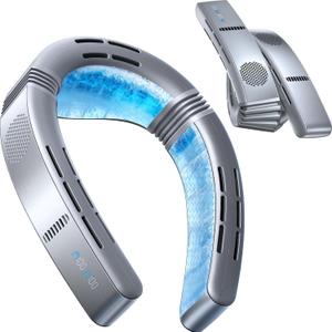 TORRAS COOLiFY Cyber Fold AI Neck Air Conditioner, Ultimate Cooling Max Cooling Area Neck Fan, Adjustable Strong Wind Neck Cooler for Neck & Face, Rechargeable Portable for Travel Outdoor, Titanium
