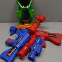 Movable Dinosaur Shooting Toys for Kids 5-7 with 2 Air Pump Gun, Target Shooting Games with LED Score Record, Light & Sound, 24 Foam Balls Competition Game Gift for Boys and Girls 3 4 5 6 7+ (Green)