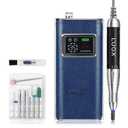 L'UGX Nail Drill, 35000RPM Professional Nail Efile with Cordless Motor, Portable Electric Nail File Machine for Acrylic, Gel Nails, Manicure Pedicure for Home Salon Use, Low Vibration, Blue