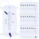 Geiserailie 20 Pcs Catheter Leg Bag Urinary Drainage Bag with Anti Reflux Valve Catheter Supplies with 2 Anti Slip Foley Stabilization Device Holder Easy Flip Drain for Men Women(1000ml)