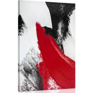 YPY Red Abstract Canvas Wall Art: Modern Minimalist Black and White Picture Painting Print Poster for Living Room Bedroom Bathroom Office Home Wall Decor 10x15 (10L" x 15W")