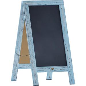 A Frame Chalkboard by HBCY Creations: 40x20 Solid Wood A-Frame Sign Robin Blue Double-Sided Magnetic Board, Chalkboard Menu Board, for Restaurants, Cafs, Weddings - Heavy Duty Hinges
