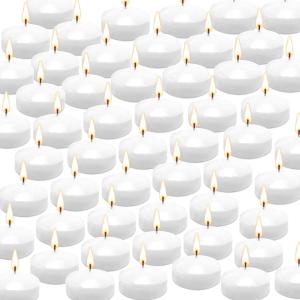 50 Pack of 2-Inch White Floating Candles - Ideal for Weddings, Home Dcor, Spa Baths, and Romantic Settings.