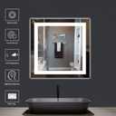 Amorho LED Bathroom Mirror 36"x 36" with Front and Backlight, Stepless Dimmable Wall Mirrors with Anti-Fog, Shatter-Proof, Memory, 3 Colors, Double LED Vanity Mirror