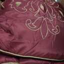 Chezmoi Collection 7-Piece Jacquard Floral Comforter Set (Queen, Maroon)
