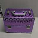 Frenessa Makeup Train Case 12 Inch Portable Cosmetic Case - 6 Tier Professional Makeup Storage Box Organiser Box Make Up Carrier with Lockable Keys Travel Case for Women and Girls - Purple