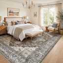 Washable 9x12 Area Rugs Living Room: Vintage Soft Dark Brown Rug