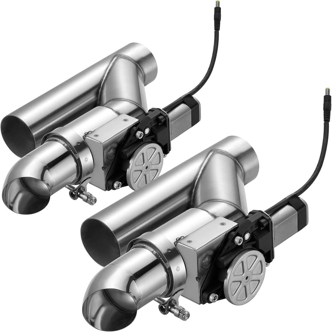 Dual Electric Exhaust Cutout 2.5 Inch with Elbow Muffler Exhaust Valve Kit with One Controller Remote Kit