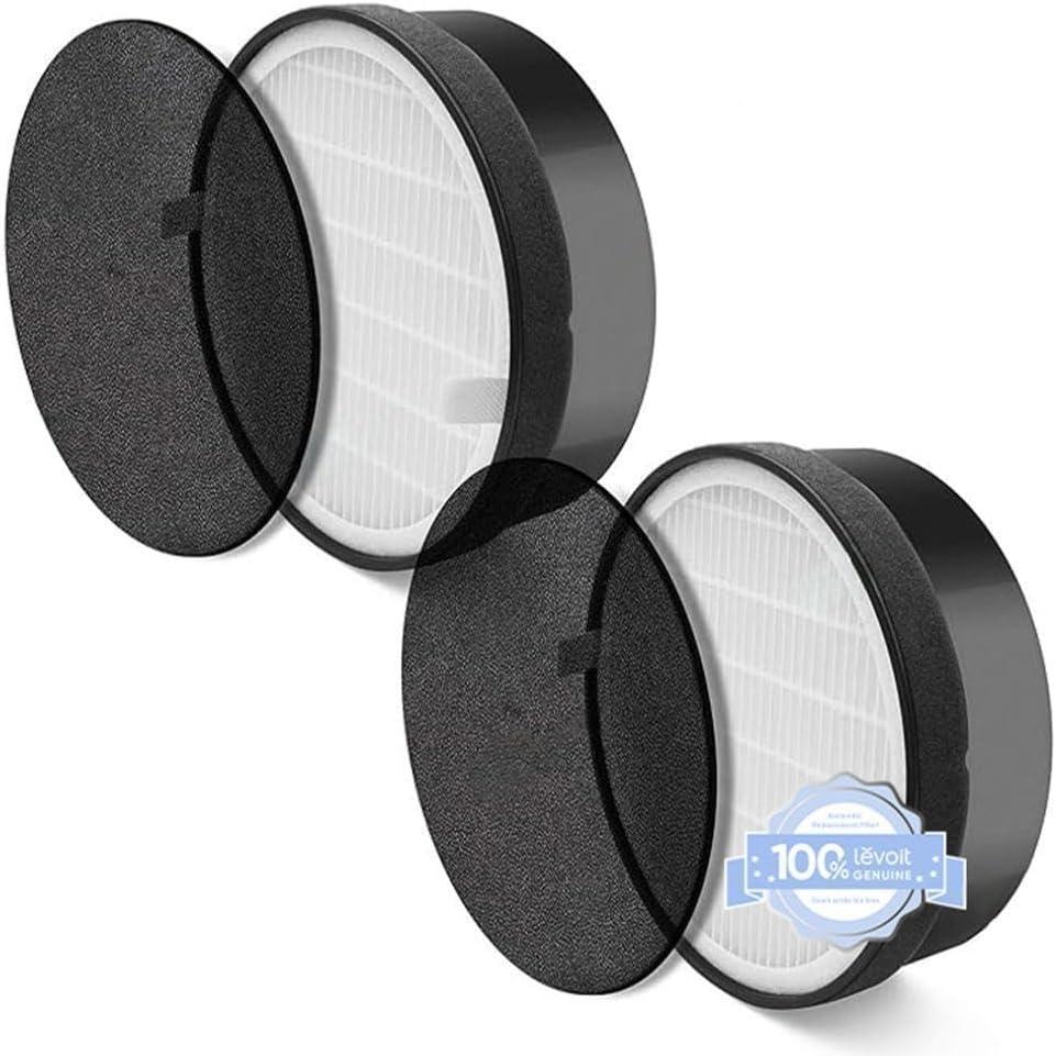 Levoit LV-H132 Air Purifier Genuine Replacement Filter, AHAM VERIFIDE, High-Efficiency Activated Carbon for Removal of Smoke, Odor, Allergens, Pollen, LV-H132-RF, 2 Pack