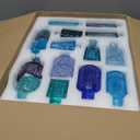 Yaomiao 30 Pcs Vases Bulk Colored Flower Glass Bud Vases Valentine Vintage Colored Glass Bottles Colorful Rustic Embossed for Home Wedding Table Decorations Gifts (Blue Series)