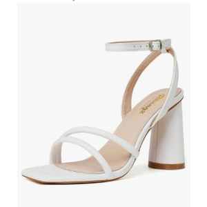 RIBONGZ Block Heels Prom Heeled Sandals for Women Chunky Square Open Toe Strappy High Heels Ankle Strap Wedding Bridal Shoes High Heel Sandals for Party Dress, 8