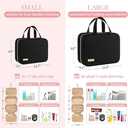 HOTOR Travel Toiletry Bag w/Hanging Hook - Spacious Toiletry Bag Essentials for Women & Men, Makeup Bag/Big Comparment, Waterproof for Travel Accessories, Medium, Black