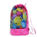 EocuSun Large Mesh Beach Bag Tote Durable Sand Away Drawstring Beach Backpack Swim and Pool Toys Balls Storage Bags Packs, Stay Away from Sand and Water, Toy Not Included (Hot Pink)