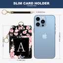 Slim Wallet Credit Card Holder, Initial Letter Y, RFID Wallet Women Cute Small Front Pocket with Zipper, PU Leather Thin Travel RFID Blocking Card Case ID Window,Ladies Gifts