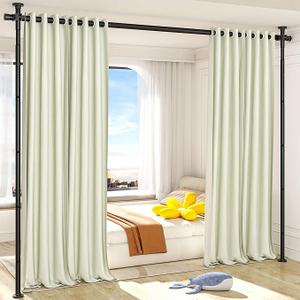 AKTOP Room Divider Curtain Rod, No Drilling Privacy Room Separator for Space Partition, 4-10.5ft(H) 29-73”(W) Adjustable Heavy Duty Floor to Ceiling Wall Divider Tension Rod for Room Separation, Black