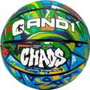 AND1 Chaos Rubber Basketball: Official Regulation Size 7 (29.5 inches) Rubber Basketball - Deep Channel Construction Streetball, Made for Indoor Outdoor