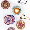 Benvo 8 Pcs Diamond Painting Coasters Kit Mandala Cup Coasters DIY Diamond Art Kits with Diamond Painting Pens, Holders, Cork Base for Beginners Adults and Kids Art Craft Supplies Gift (Mandala A)