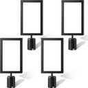 Taiyin 4 Pcs Stanchion Sign Holder Double Sided Sign Frame with Cover Stanchion Top Frames for 8.58 x 12.52 Inches Paper Size for Crowd Control Sentry Stanchions (Black)