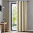 Deconovo Blackout Curtain Panel Solid Grommet Top, Thermal Insulated & Energy Saving, Machine Washable Room Darkening Window Treatment for Bedroom & Living Room, 1 Panel, Beige, 42W x 63L