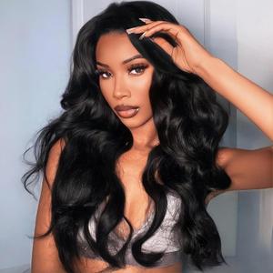 Half Wig Body Wave Glueless Wigs 3 In 1 Half Wigs for Black Women Wear and Go Synthetic Hair Headband Wigs Beginner Friendly 24 Inch Black Color
