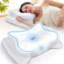 Cervical Neck Pillow for Pain Relief, Beauty Sleeping Cooling Pillow for Side Back Stomach Sleeper, Odorless Memory Foam Bed Pillows Deep Sleep,Ergonomic Orthopedic Neck Support Light White