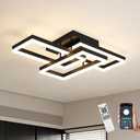 GNGXEFACA Modern LED Ceiling Light, Black Square LED Flush Mount Ceiling Light, APP and Remote Control Dimming 3000K-6500K for Dining Room, Living Room, Kitchen, Bedroom, Office