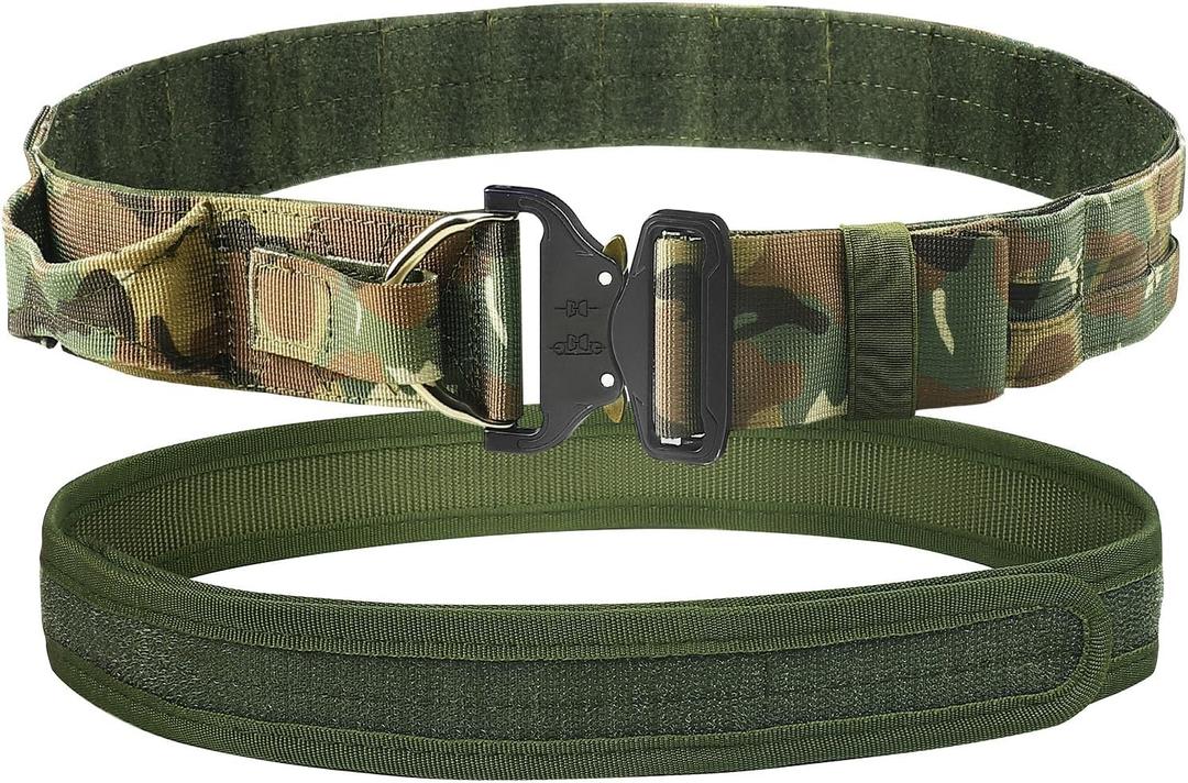 Tactical Belt for Men, Molle Gun Belt 2" & 1.5" with Laser-Cut Shooting Hunting Duty Belts Quick Release Buckle