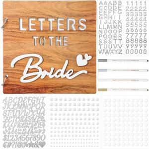 Kosiz 8 x 8 Inch Letters to the Bride Scrapbook Wedding Memory Book Bridal DIY Blank Paper Scrapbook Photo Album Guest Book Sign with Pearl Stickers, Metallic Letters, Markers