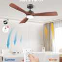 52 Inch Ceiling Fans with Lights and Remote, Solid Wood 3 Blade Modern Ceiling Fan, Quiet DC Motor, 6 Speeds, Dimmable LED, Timer, Indoor & Covered Outdoor Living Room, Bedroom, Patio (Dark Walnut)