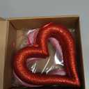 4 Pack Large Valentine's Day Heart Ornaments for Tree 8 Inch Red Pink Glitter Heart Ornaments Valentines Wreaths Foam Hang Valentines Decoration for Front Door Holiday Wedding Anniversary