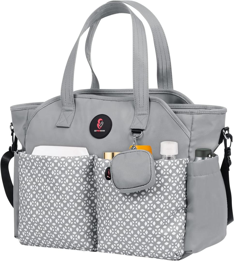 Diaper Bag Tote: Large Tote Baby Bag Boy Diaper Bag Stylish Girl Diaper Bag,Shoulder Mommy Bag (Grey)