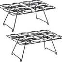 Patelai 2 Pack Ice Cream Cone Baking Racks 12-cavity Cupcake Cone Holders Cupcakes Display Stands Cooling Racks for Home Kitchen Baking Cooking Ice Cream Tools Supplies(Black)