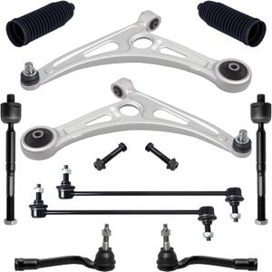 TUCAREST 10Pcs Suspension Kit Fit For 2018 2019 Hy-undai Sonata, Front Lower Control Arm w/Ball Joint + Outer Inner Tie Rod + Sway Bar + Boots [# K623733 K623734 K750792 K750793 EV801307 ES801648]