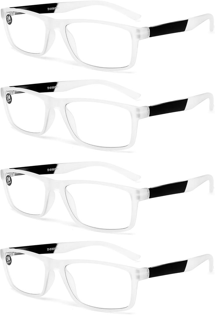 Blue Light Blocking Reading Glasses 4 Pack Computer Readers for Women Men, Anti Glare UV Ray Filter Eyeglasses (4pack-white, 3.00)