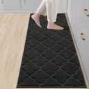 COSY HOMEER Soft Kitchen Rugs and Floor Mats for in Front of Sink Super Absorbent 20"x59" Non-Skid Standing Washable,Polyester,Black