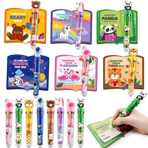 Shemira 24 Pack Valentine's Day Cards for Kids, Valentines Day Gifts for Kids with Multicolor Ballpoint Pen, Valentine Exchange Cards for Kids School Classroom Party Favors, Valentine Greeting Cards