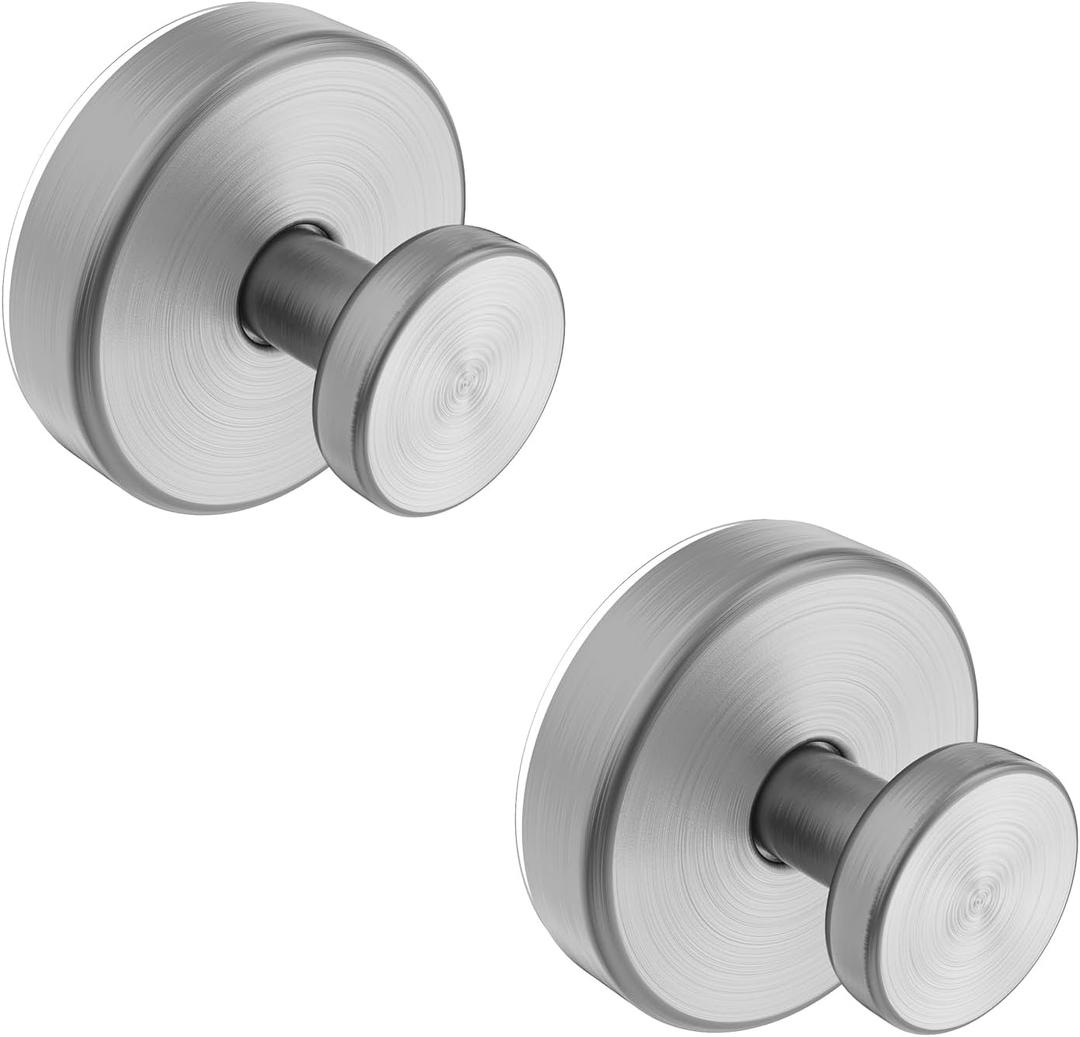 Bntuk Suction Cup Hooks for Shower, Removable Towel Hooks for Bathroom Window Glass Door Wall, Bath Robe Looafh Hook for Hanging - 2 Pack, Silver