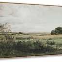 DJSYLIFE Framed Wall Art for Living Room, Vintage Landscape Canvas Wall Art Prints, Nature Countryside Scenery Artwork, Retro Vast Grassland Pictures for Farmhouse Country Bedroom Decorations 20"x40"