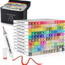 130 Colors Alcohol Markers Set, Dual BrushTip Alcohol Based Marker Pens Tip & Chisel Perfect for Artists, Kids,Students, Adults Coloring Books, Drawing, Painting, Sketching, Card Making & DIY
