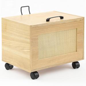 Yalikop Rattan File Cabinet Hanging File Organizer Box with Lid Rolling Wicker Filing Cabinet for Home Office for Letter/Legal Size