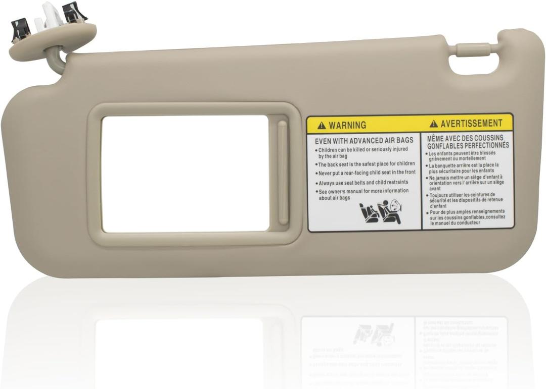 Driver Left Side Sun Visor Compatible with Toyota RAV4 2006 2007 2008 2009 2010 2011 2012 2013 with Light Replace 74320-42501-A1 Beige