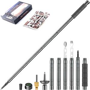 Trekking Pole Tactical Walking Stick, Multifunctional Lightweight Aircraft Aluminum Collapsible Survival Hiking Pole with Storage Bag for Women Men Seniors Camping Backpacking (6-section gray handle)