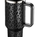 40 oz Tumbler with Handle and Flip Straw Lid  Upgraded Greatyos Insulated Traveler Tumblers with Lids Straws Vacuum Leak Proof Stainless Steel 40oz Cup Mug Gifts for Men Women Him Her (Black Leopard)